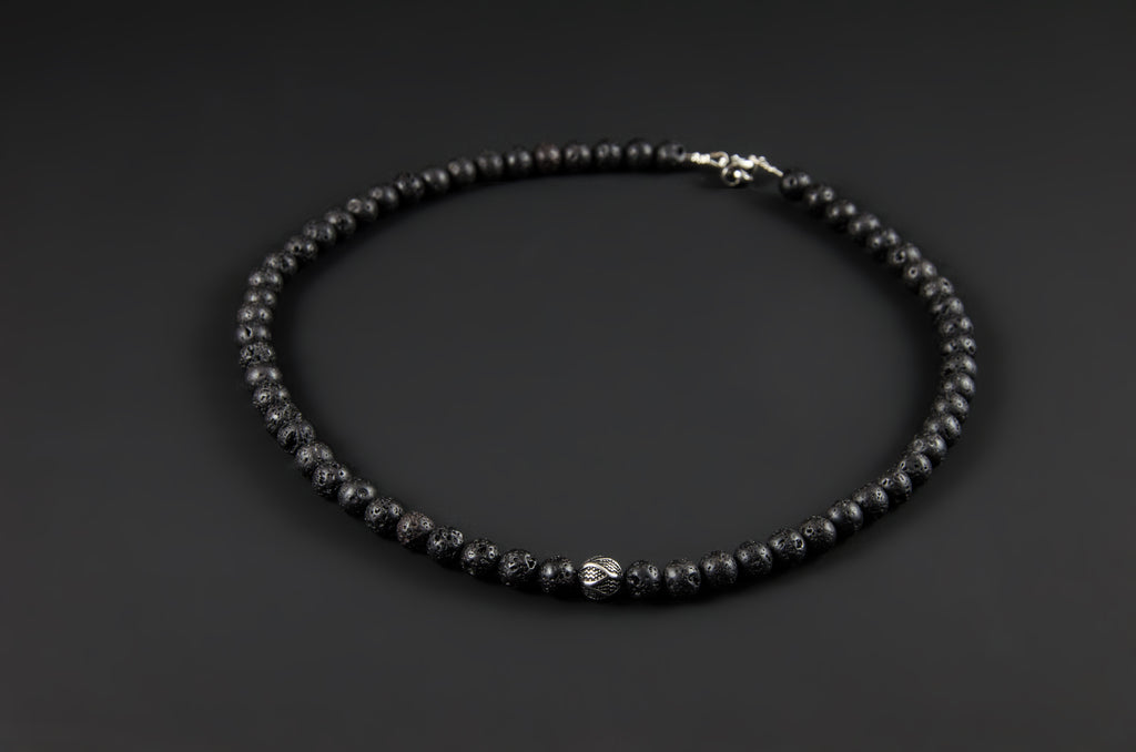 handgemachte aus Einzigartige Perlenhalskette mit Galvani Edelstah David – Lava Herren
