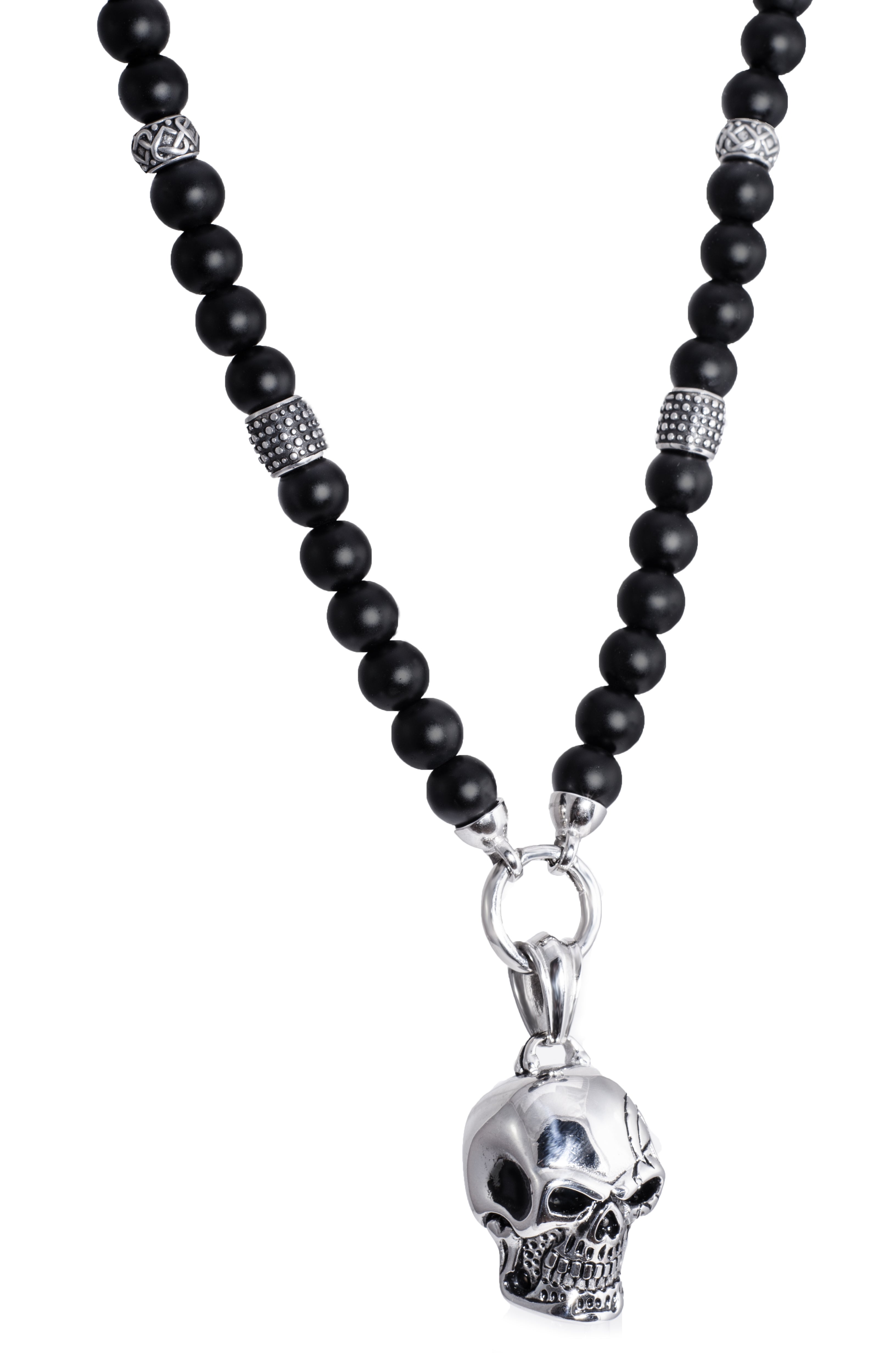 Perlenkette - Onyx 10mm Edelstahl Elemente